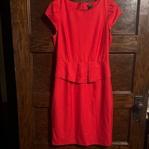 J. Crew Factory,Vibrant Red Midi Dress, NWT, Size 4